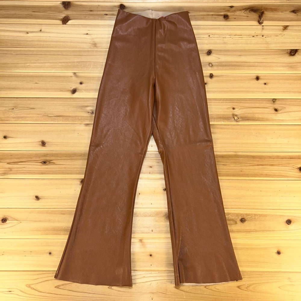 NEW Commando Leggings Womens XS Brown Cocoa Faux Leather Cropped Flare Pants